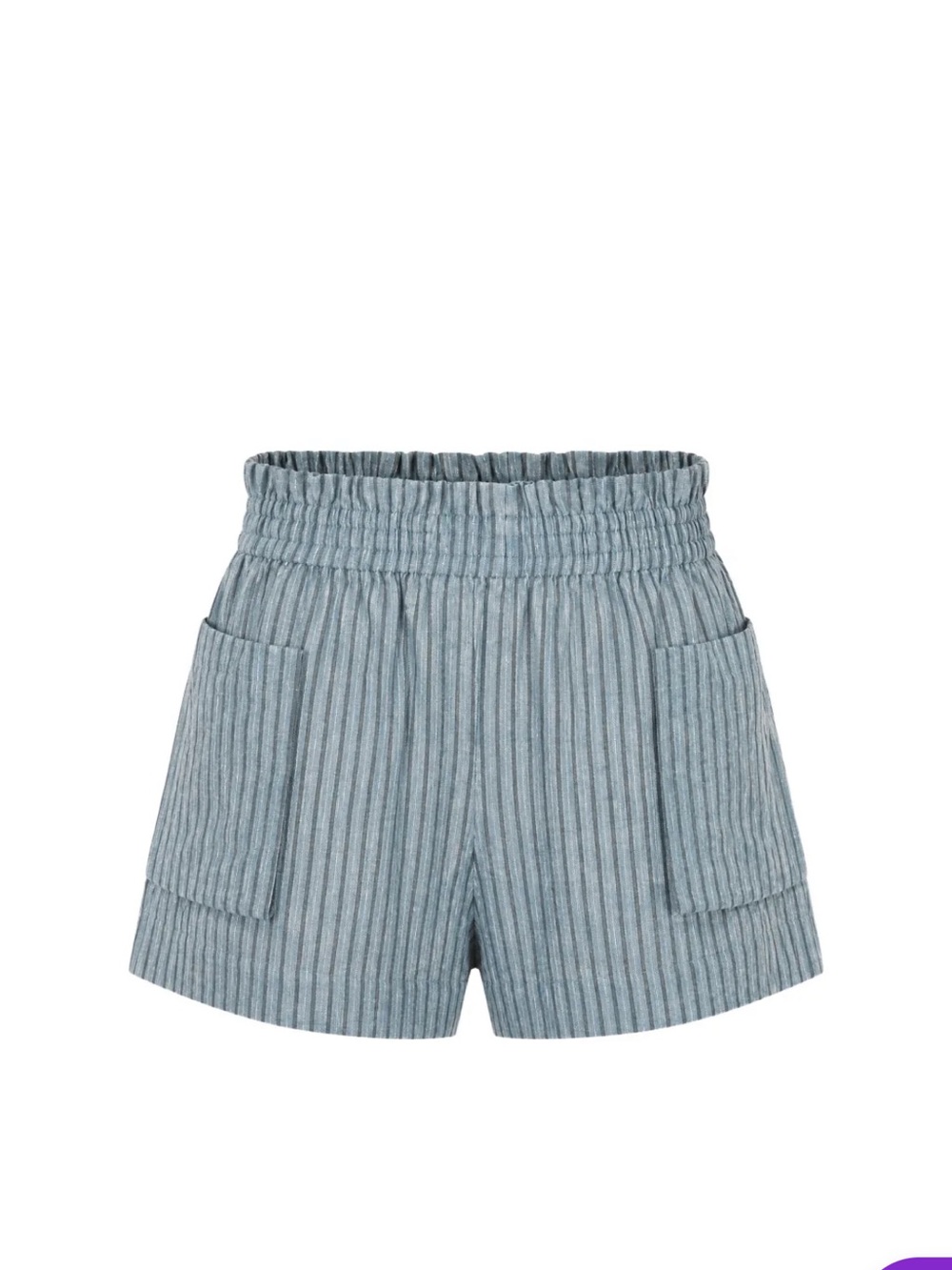 Hebron Mira High-Waist Blue Striped Linen Women's Shorts